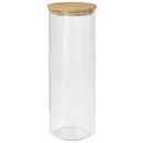 EKLATANT Jar with lid, clear glass/bamboo, 61 oz