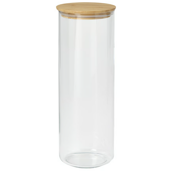 EKLATANT Jar with lid, clear glass/bamboo, 61 oz