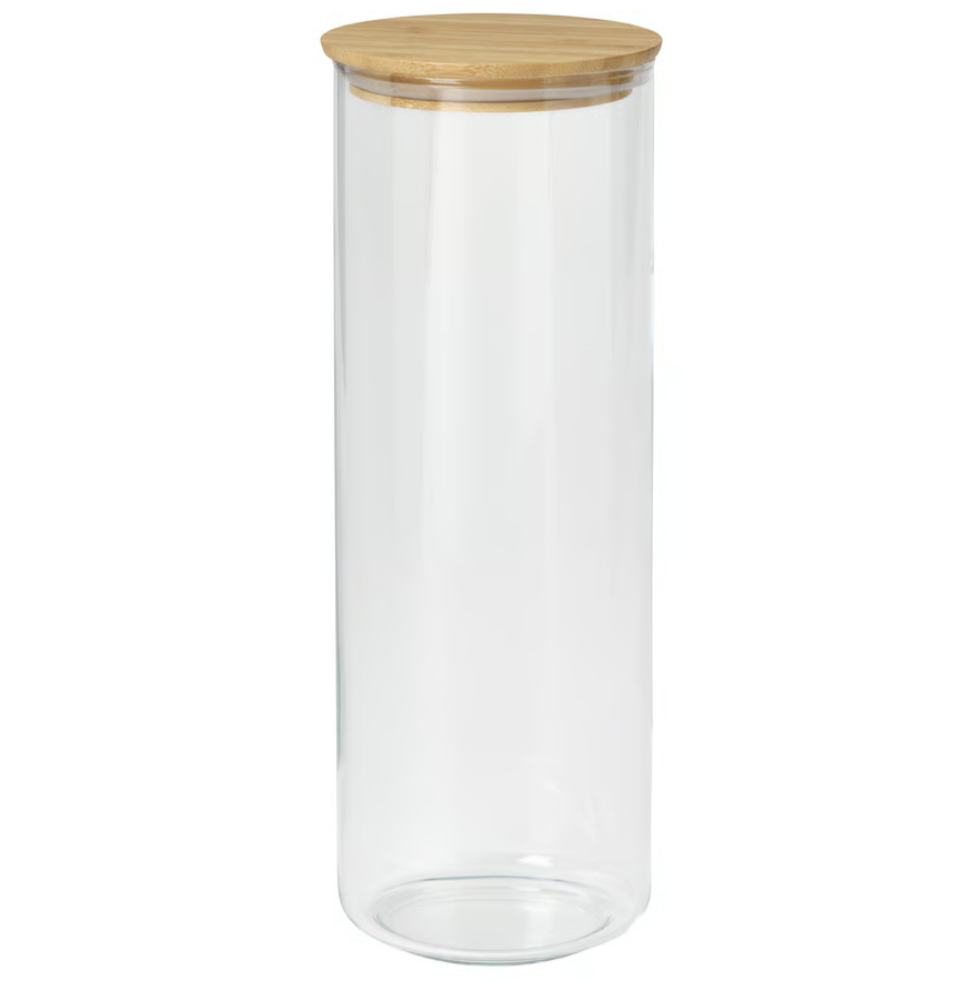 EKLATANT Jar with lid, clear glass/bamboo, 61 oz
