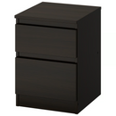 KULLEN Chest of 2 drawers, black-brown, 35x49 cm