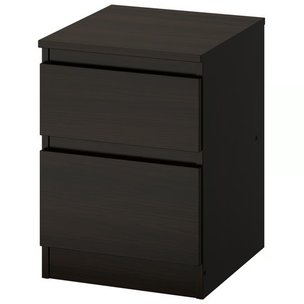 KULLEN Chest of 2 drawers, black-brown, 35x49 cm