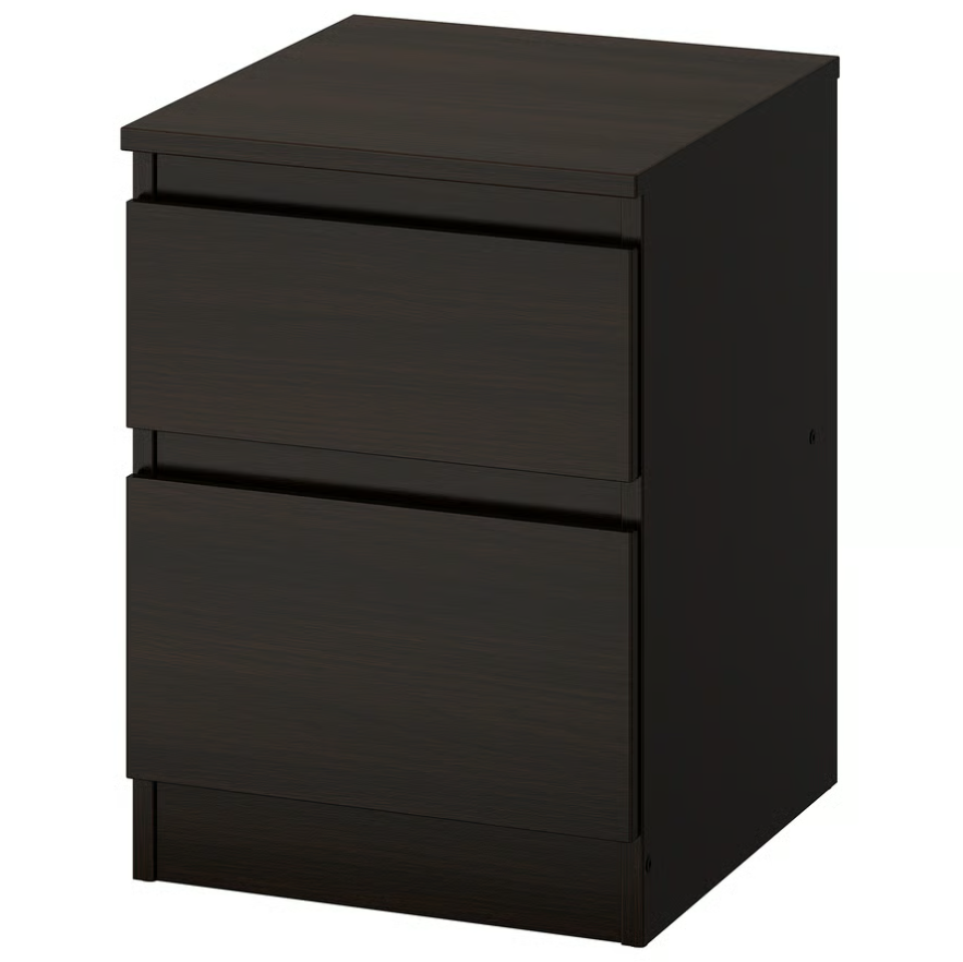 KULLEN Chest of 2 drawers, black-brown, 35x49 cm
