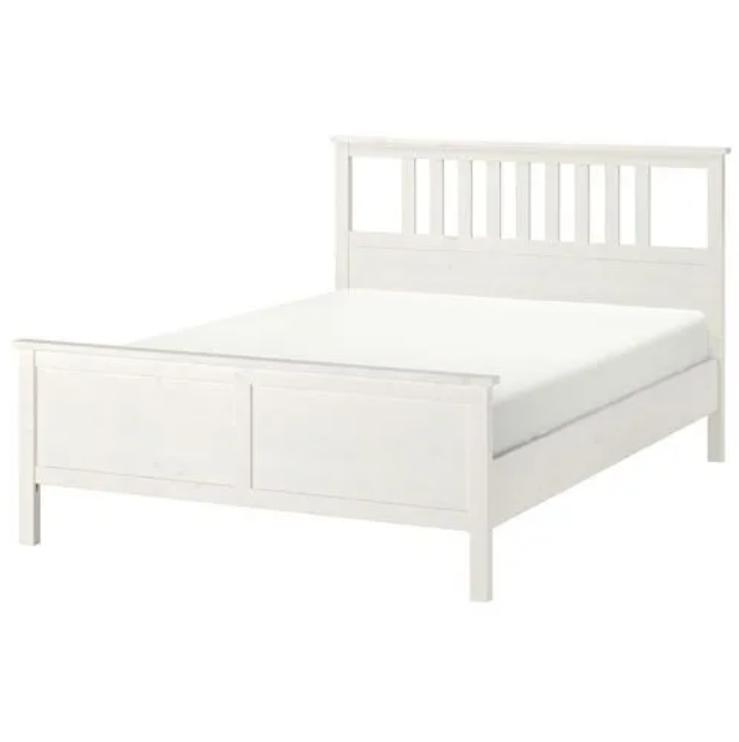 HEMNES double bed, white varnish, 160x200 cm/ LUROY/SKORVA