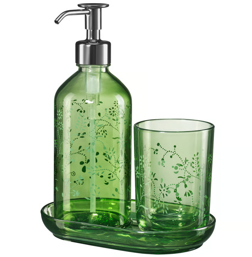GROSSJÖN 3-piece bathroom set, green