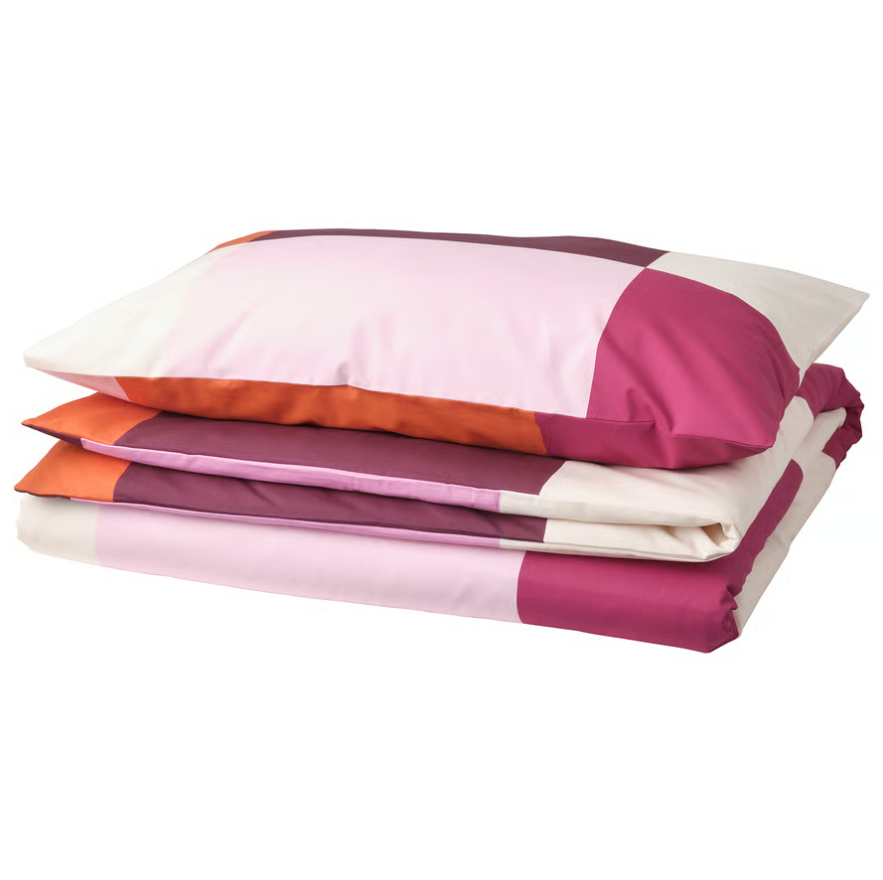 BRUNKRISSLA Duvet cover and pillowcase, pink, 150x200/50x80 cm