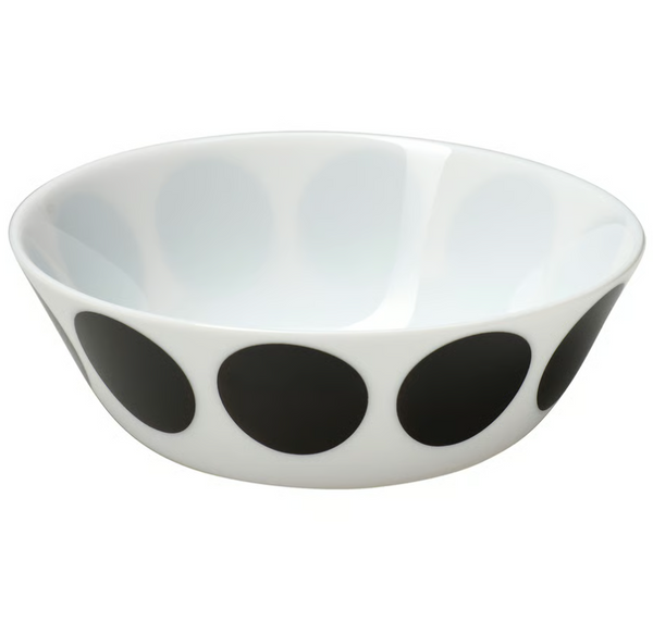 OFTAST Bowl, white black/dot pattern, 15 cm
