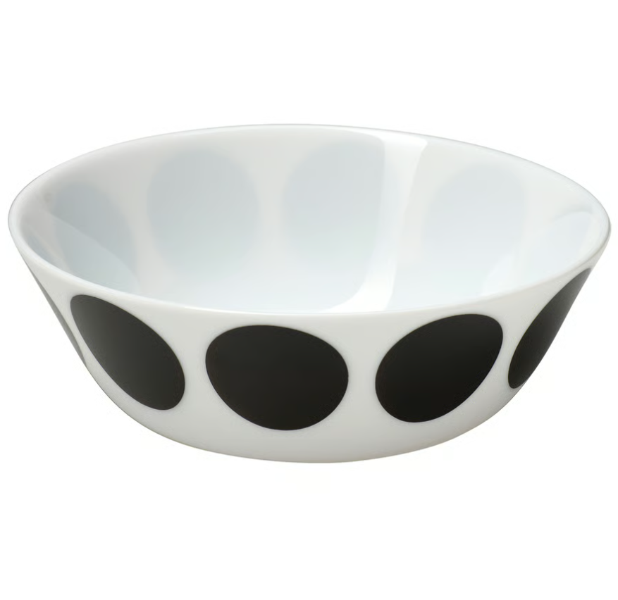 OFTAST Bowl, white black/dot pattern, 15 cm