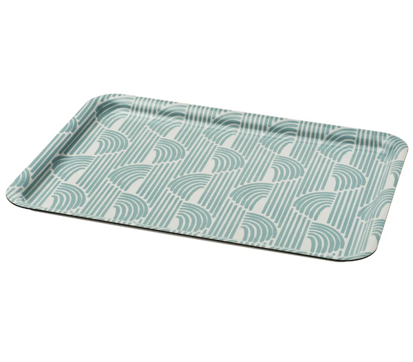 SLÖJSTJÄRT tray, blue/patterned, 28x37 cm