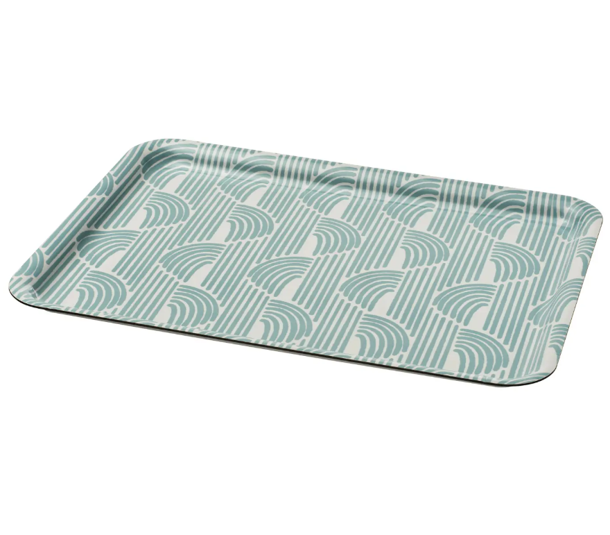 SLÖJSTJÄRT tray, blue/patterned, 28x37 cm
