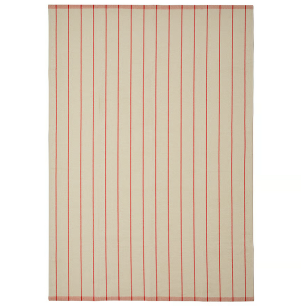 RIDSTIG Rug, flatwoven, off-white/red, 170x240 cm