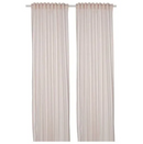 BYMOTT background curtain, 1 pair, white/beige striped, 120x300 cm