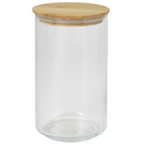 EKLATANT Jar with lid, clear glass/bamboo, 1 l