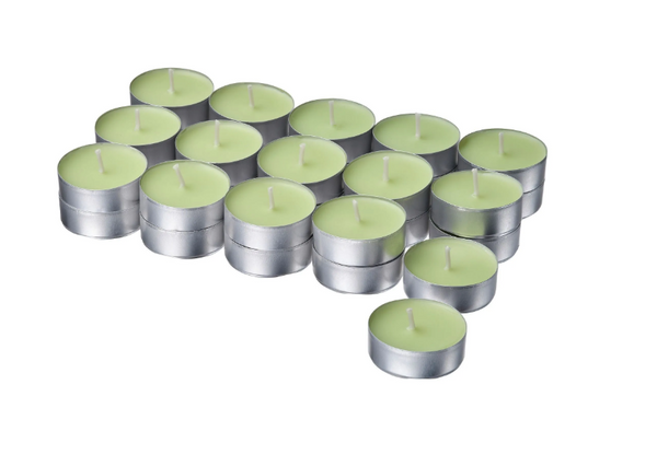 LÖVSKOGSLUND scented tealight, light green, 3.5 hr