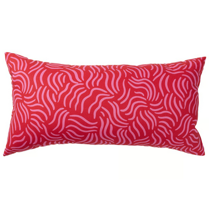 SANDMOTT Cushion, bright red/bright pink, 30x58 cm
