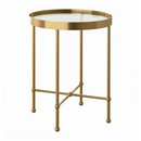 TORSJÖ Side table, gold effect/glass, 45 cm