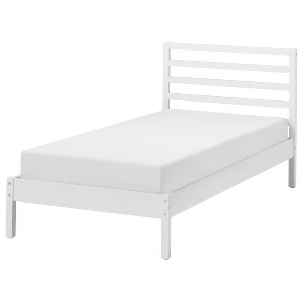 TARVA Bed frame, white stained, 90x200 cm / LURÖY Slatted bed base, 90x200 cm