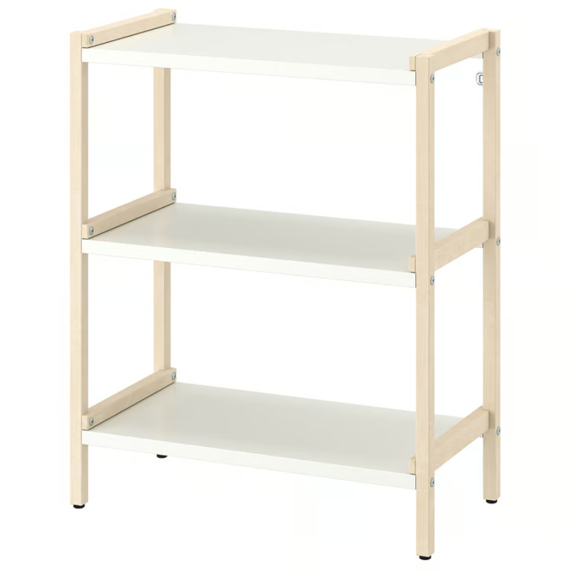 EKENABBEN Open shelving unit, aspen/white, 70x34x86 cm