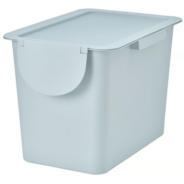 TRÖSKNING Bin with lid, light grey-blue, 25 l