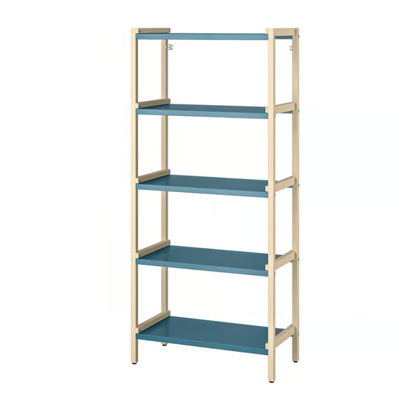 EKENABBEN Open shelving unit, aspen/blue, 70x34x154 cm