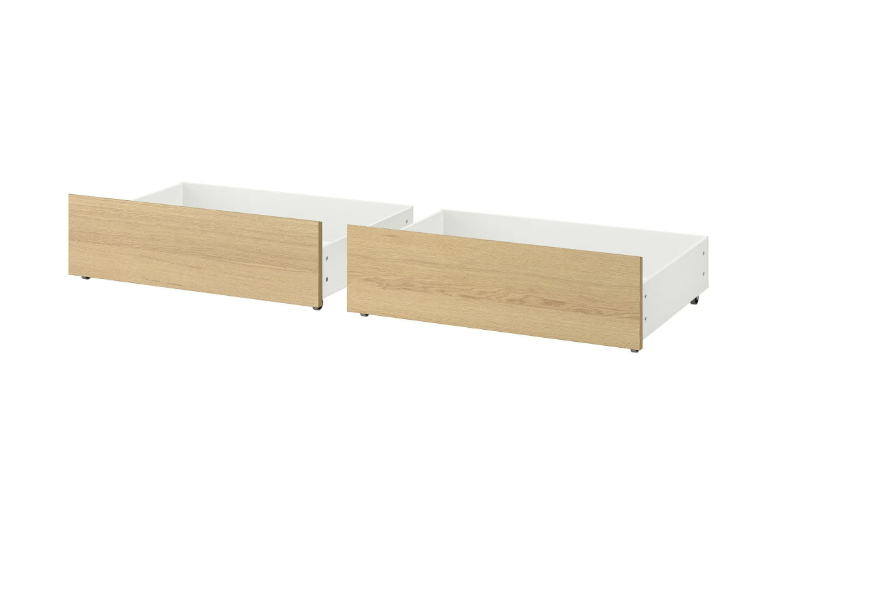 MALM bedside drawer, white stained oak veneer, 200 cm, 2 pack