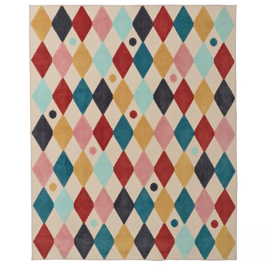 BUSENKEL Rug, harlequin pattern/multicolour, 130x160 cm