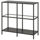 VITTSJÖ Shelving unit, black-brown/glass, 100x93 cm