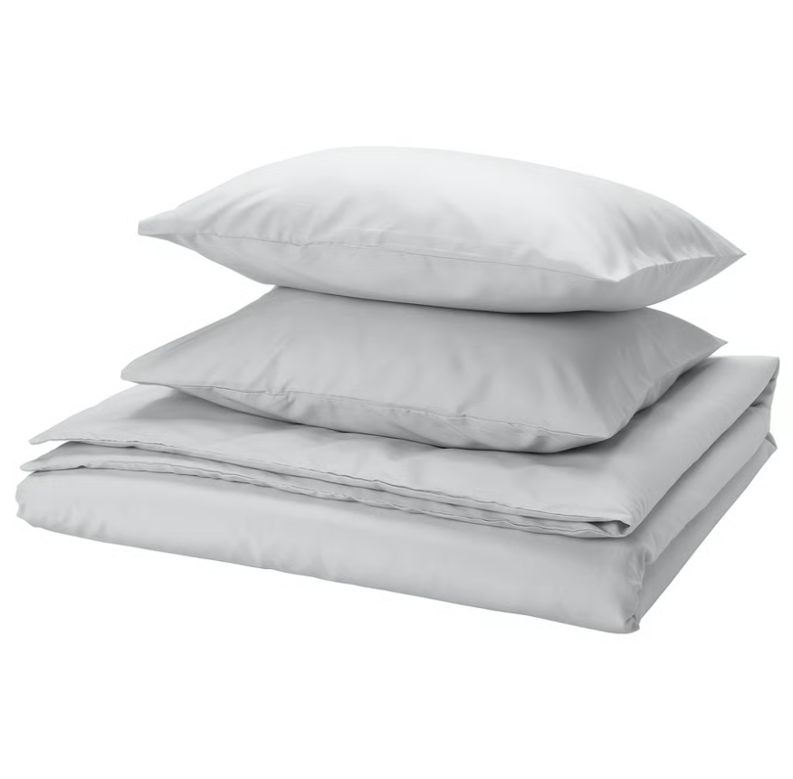 PILTANDVINGE Duvet cover and 2 pillowcases, grey, 200x200/50x60 cm