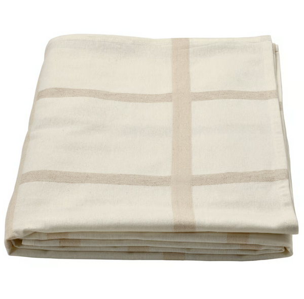 NISSÖGA Tablecloth, beige/white, 57x94 "