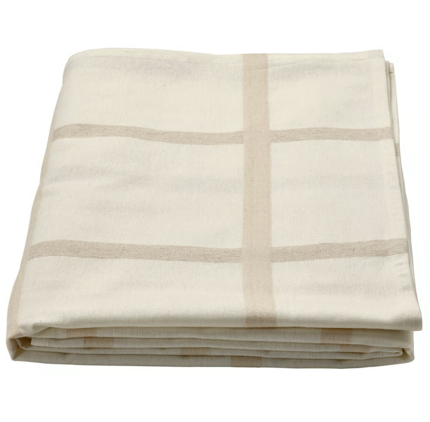 NISSÖGA Tablecloth, beige/white, 57x94 "