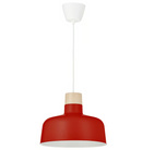 BUNKEFLO Pendant lamp, red/birch, 36 cm
