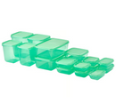 PRUTA Food container with lid, set of 17, green