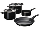 HEMLAGAD 6-piece cookware set, non-stick coating black