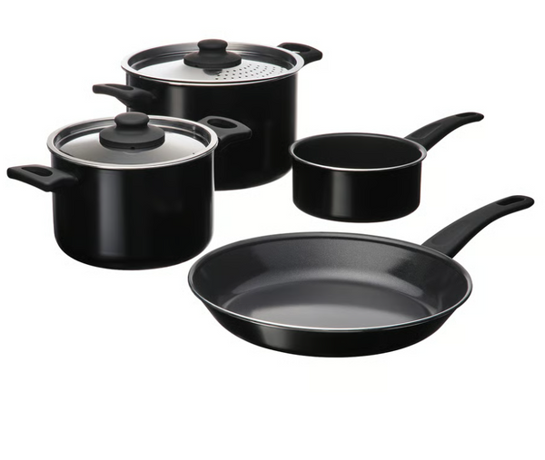 HEMLAGAD 6-piece cookware set, non-stick coating black