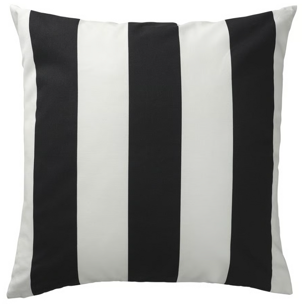 SLÅNHÖSTMAL Cushion cover, black white/stripe pattern, 50x50 cm