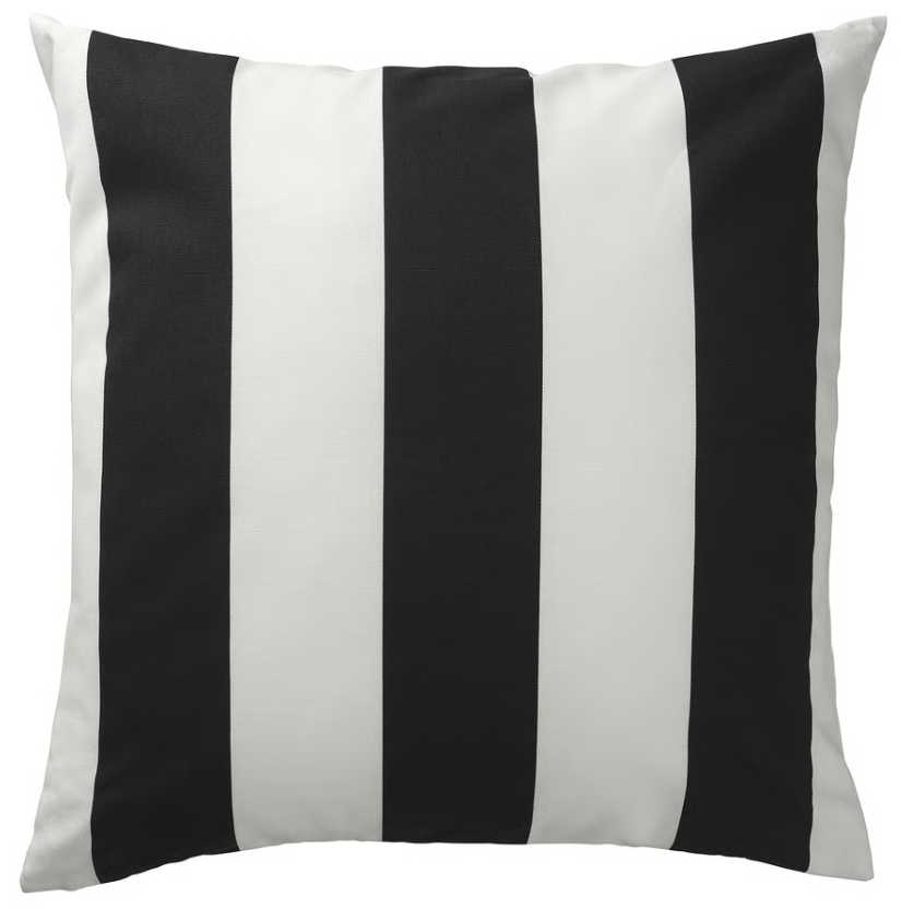 SLÅNHÖSTMAL Cushion cover, black white/stripe pattern, 50x50 cm