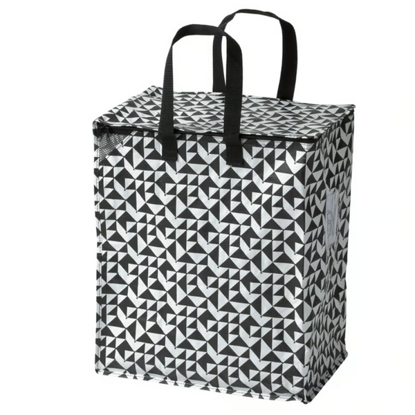 KNALLA Bag, black/white, 40x25x47 cm/47 l