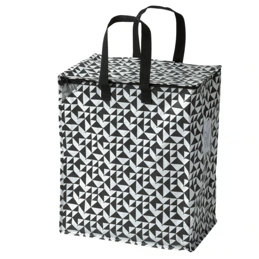 KNALLA Bag, black/white, 40x25x47 cm/47 l