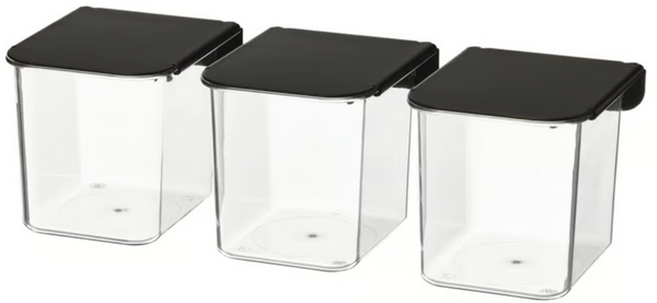 SKÅDIS Container with lid, transparent/black