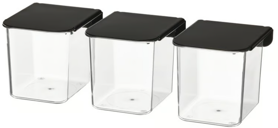 SKÅDIS Container with lid, transparent/black