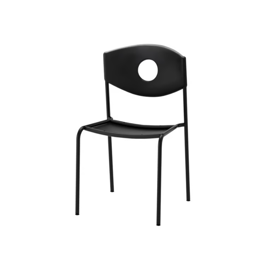 STOLJAN Chair frame with backrest, black/STOLJAN Seat, Bomstad black