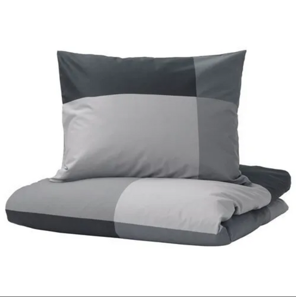BRUNKRISSLA single duvet cover sets , black, 150x200/50x60 cm