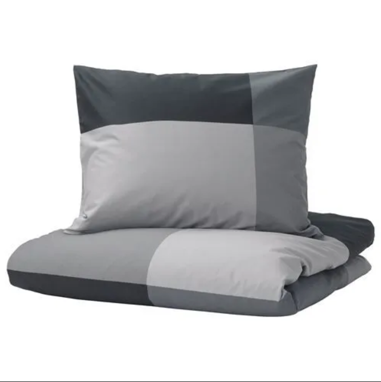 BRUNKRISSLA single duvet cover sets , black, 150x200/50x60 cm