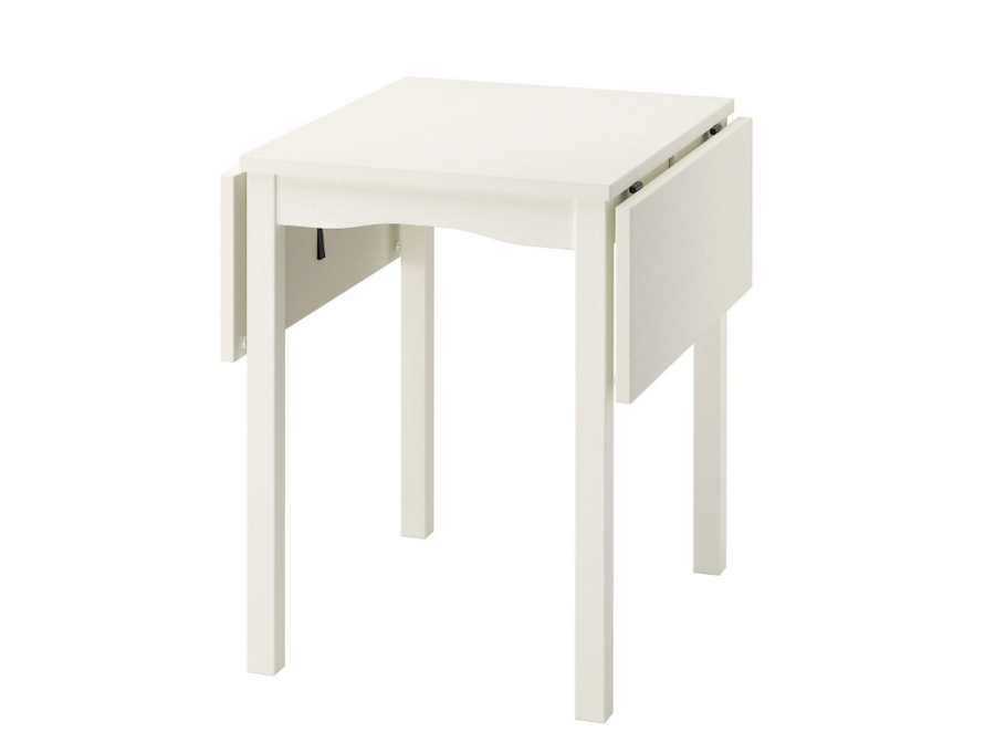 HAUGA Drop-leaf table, white/birch veneer, 55/82/109x74 cm