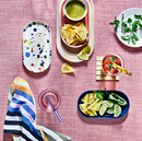 RÖDSNULTRA Serving plate, mixed patterns, 20x11 cm