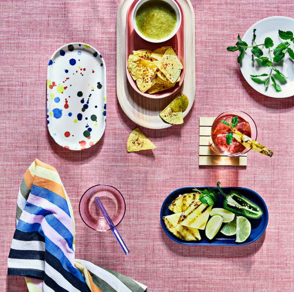 RÖDSNULTRA Serving plate, mixed patterns, 20x11 cm