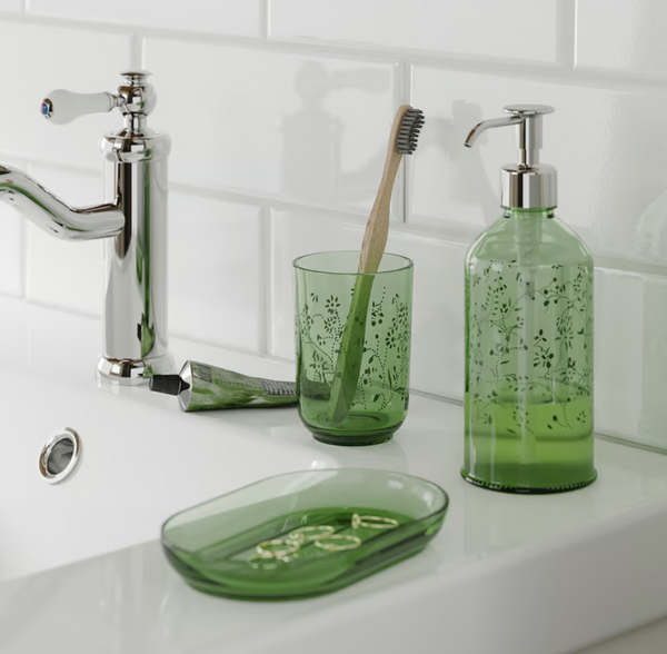 GROSSJÖN 3-piece bathroom set, green