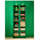 BILLY Bookcase with glass doors, green, 80x30x202 cm