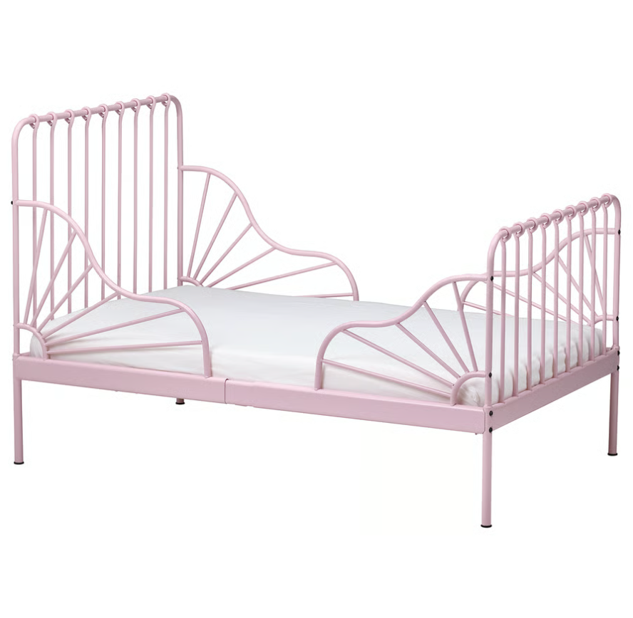 MINNEN Extendable bed, light pink, 80x200 cm