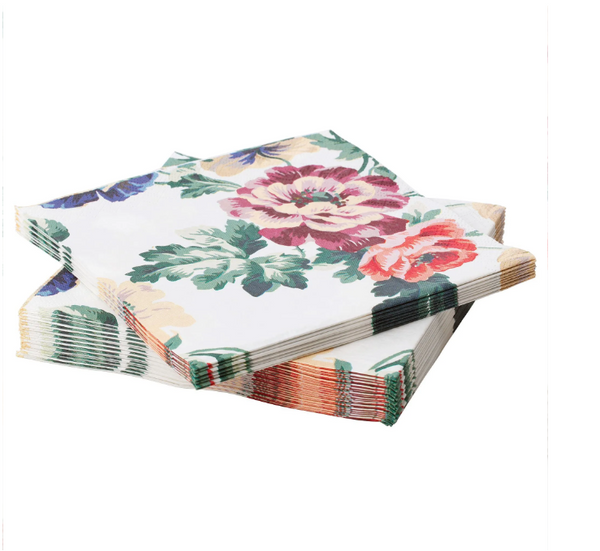 SMAKSINNE patterned napkin, multicolour, 33x33 cm, 30 pack