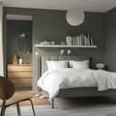 TÄLLÅSEN double bed, grey-green, 160x200 cm/LUROY/SKORVA